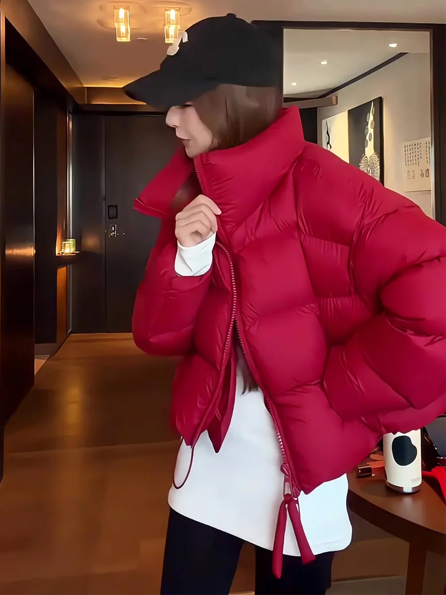 Abrigo de invierno ort 90 blanco Du down Jaet Thiened con cuello levantado, ropa de abrigo cálida, Color rojo, informal, holgado