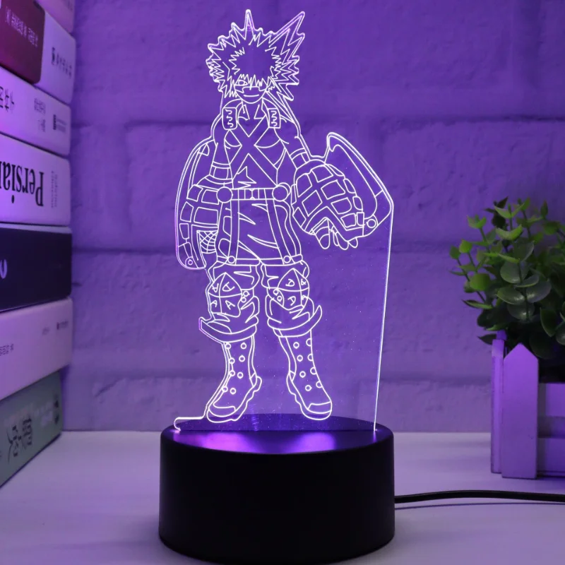 Anime My Heros Academias Led Lamp Acrylic Stand Bakugou Katsuki Action Figure Kawaii Night Light Cosplay Bedroom Decoration Gift view 5