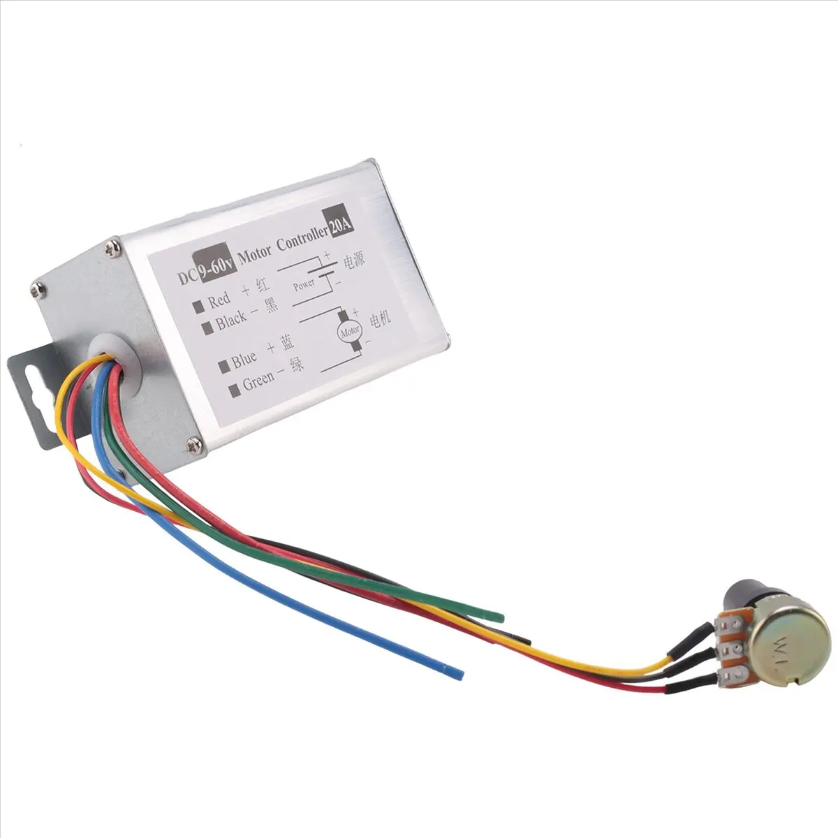 

Контроллер скорости двигателя WSFS 5X, DC9V 12V 24V 48V 60V 20A, регулятор скорости двигателя с ШИМ-управлением, драйвер 0-1200W, регулируемый