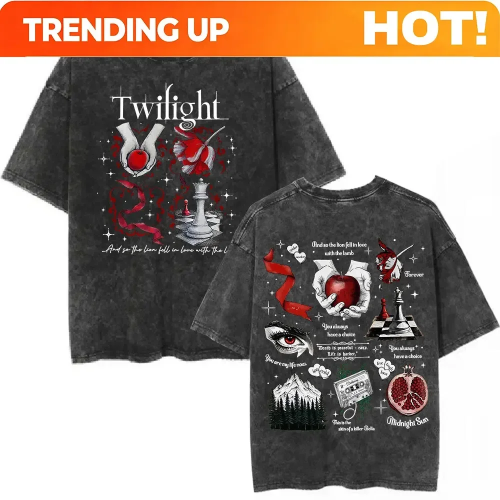 Customization Shirt Washed Vintage Movie Twilight Vampire Wolf Romance T Shirt Edward Cullen Men Women Clothing Harajuku High Qu