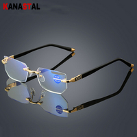 Men Blue Light Blocking Reading Glasses Women Dimond Cutting Rimless Eyeglasses Frame Anti Fatigue Hyperopia Presbyopic Eyewear