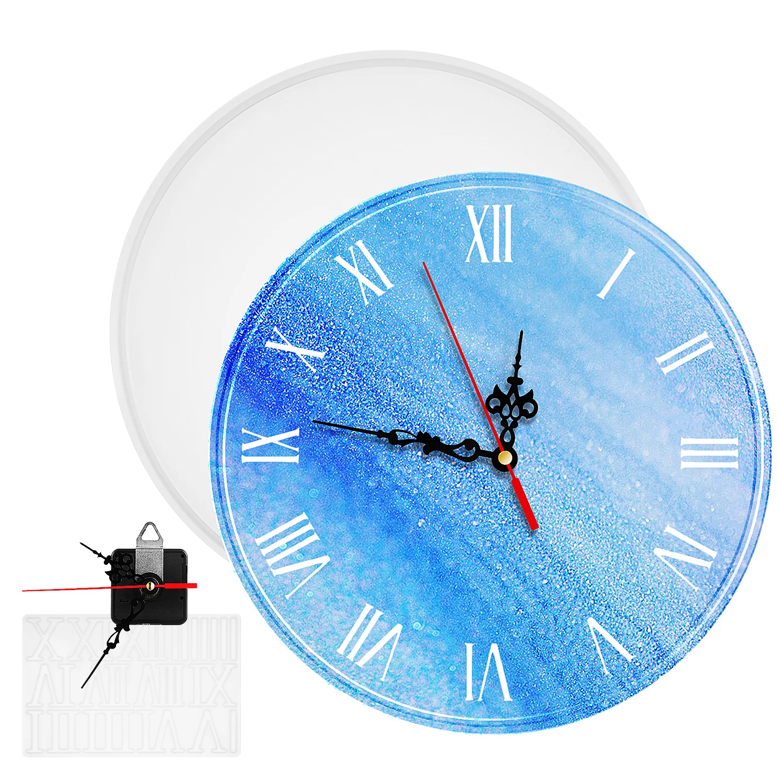 Circular Resin Clock Mold Kit Roman Numbers MD3550 MD3323 Clock Mechanism Silicone Molds For Epoxy Resin Wall Ornament Flexible