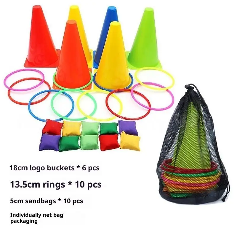 

Outdoor Ring Toss Game - Soft Plastic Cones & Rings for Family Carnival Games,Kids&Adult Party Activity for Garden/Backyard Fun
