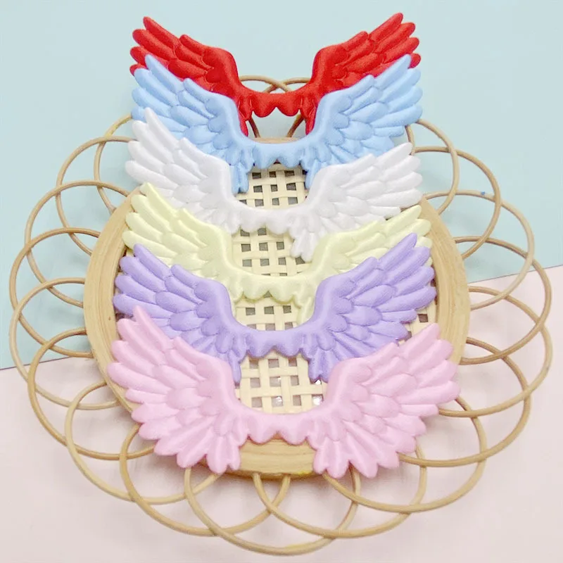 60Pcs 7x3.5CM Satin Fabric Angel Wing Padded Appliques For DIY Hair Clip Accessories Garment Headwear Decor Patches