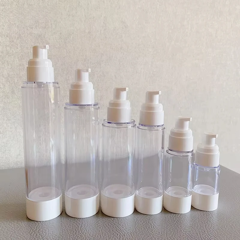 100pcs 15ml 30ml 50ml 80ml 100ml 120ml Empty transparent Lotion Vaccum Dispensing Bottle Refillable Airless Pump Travel Bottles