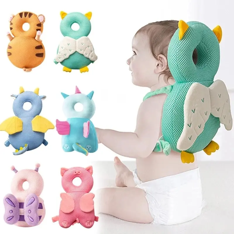 Almohada anticaída para niños, almohada para la cabeza de bebés y niños pequeños, almohada transpirable para aprender a caminar, almohadilla de