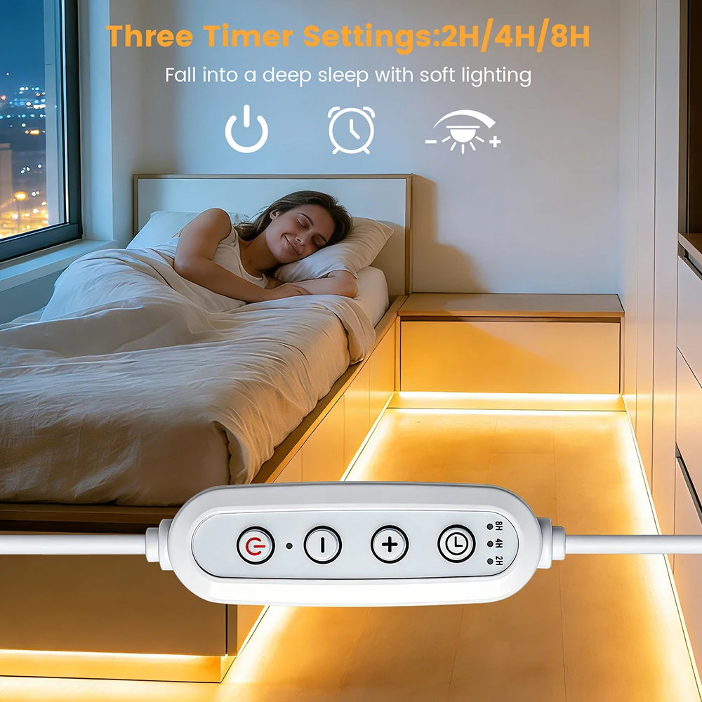 AC 220V 230V COB Strip Light Connector EU Power Plug 288 LEDs/m with 4Key Dimmer 100cm Led Light Cable Light Accessories Plug view 2