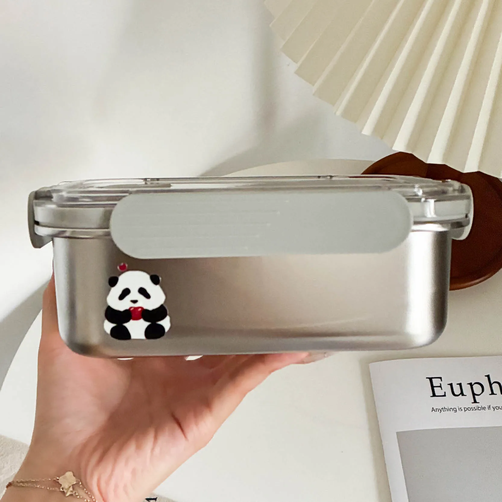 Large Capaci 304 Stainl Steel Lunch Box Microwave Se Sealable Meal Box Cute Special Purpose Bento Box Rectangular ape view 3