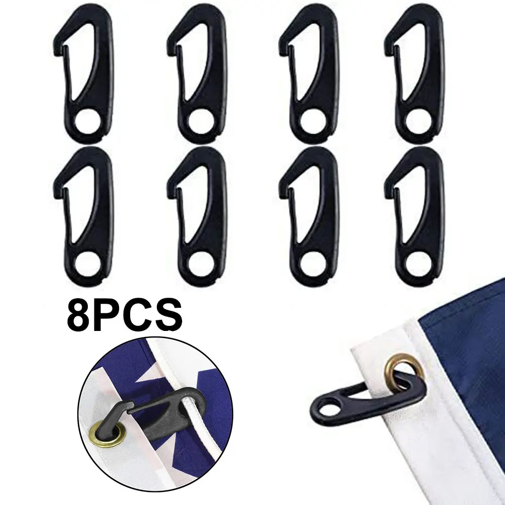 8PCS Heavy Duty Flagpole Snap Hook Clips Anti-UV Flag Pole Attach Flag Grommets Halyard Rope Attachment Accessory Tool