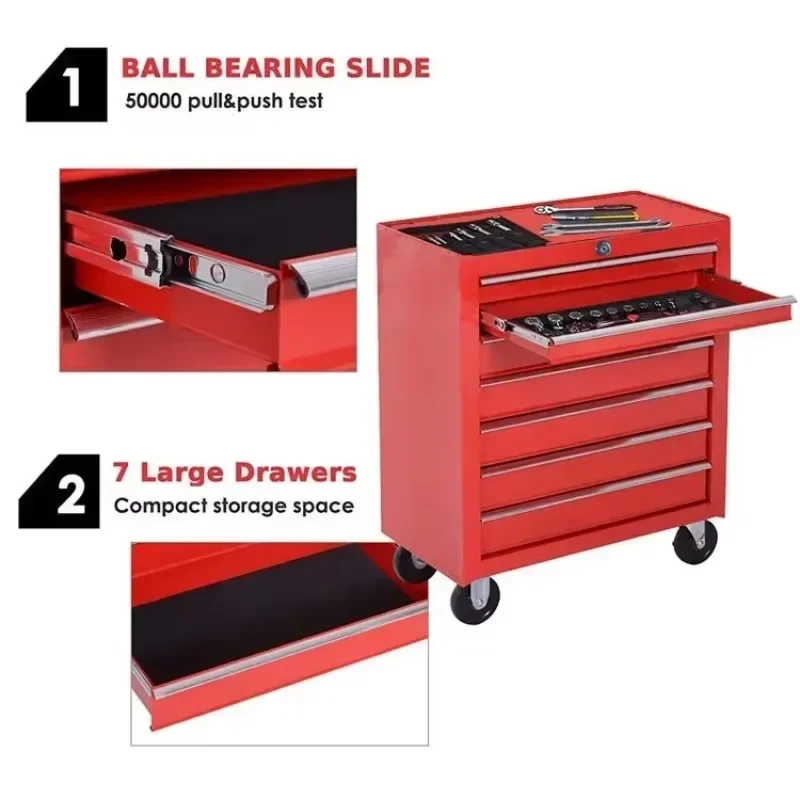 Trolley Heavy Duty Workshop Metal Movable Chest Rolling Tool Set Box 7 Drawer Mechanics Tool Cabinet for Car