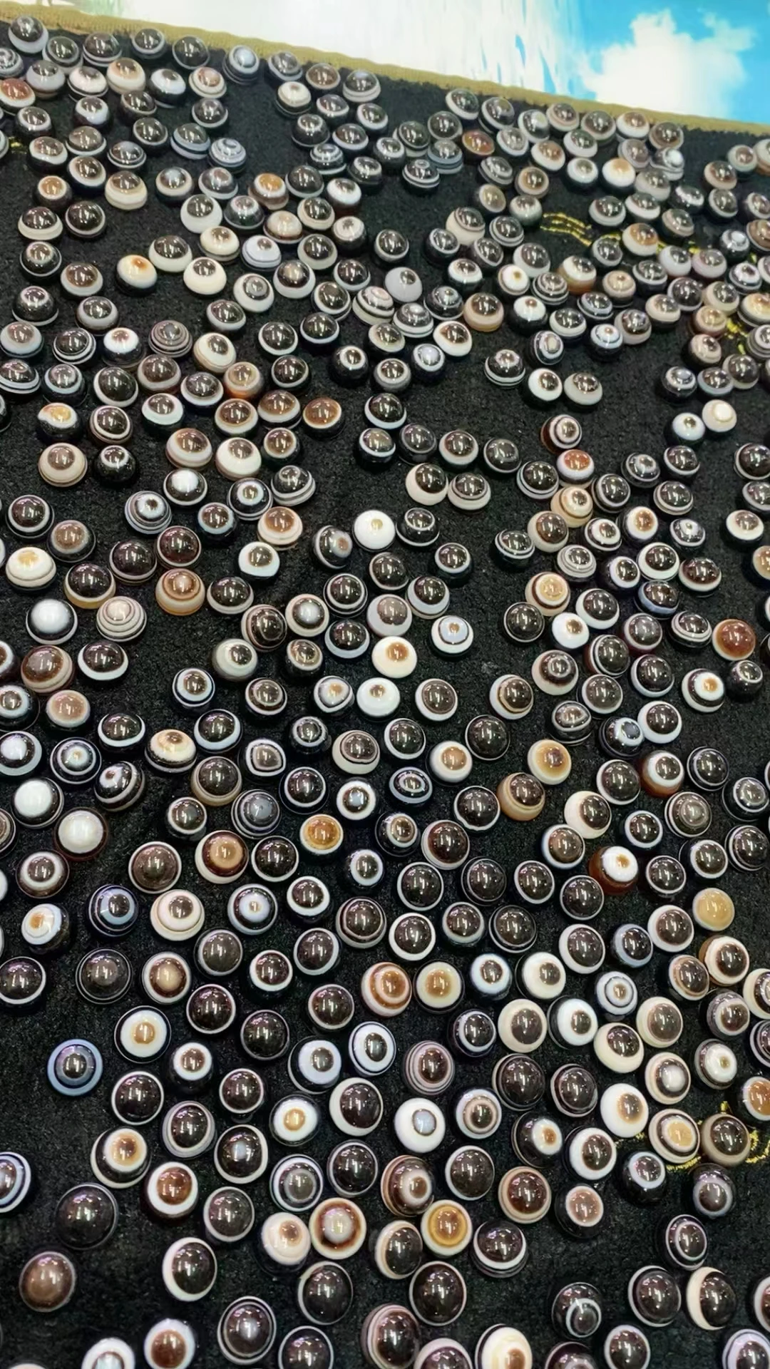 10pcs/lot Natural Agate Eyes Sheep Plate Beads Round Hemisphere Ring Face Trumpet One Eye Dzi Beads Inlay Rings Pendant Necklace