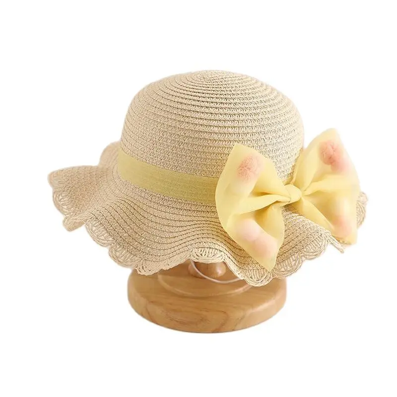 

XEONGKVI 2022 New Princess Bow Parent-child Sun Hat Bag Set Spring Summer Brand Beach Straw Hats For Women Girl Wide Brim Cap