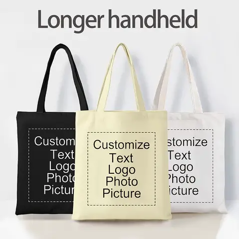 Customized Logo Picture Canvas Bags Bridesmaid Bride School Students Gift  Women Big Shopper Travel Tote Bag Reusable Handbags