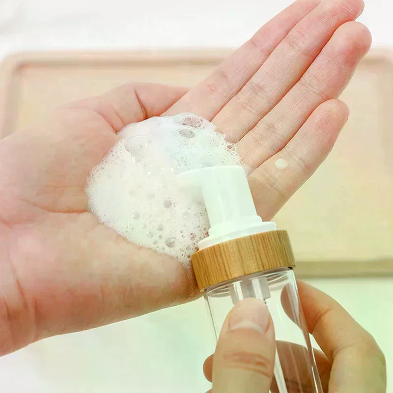 150ml Reizen Bamboe Schuim Pompfles Lege Gezichtsreiniger Cosmetische Fles Shampoo Zeepdispenser Hervulbare Handdesinfecterend Schuimend