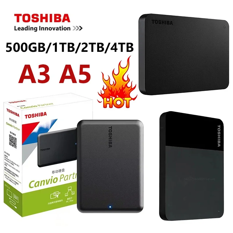 A3 A5 HDTB410YK3AA Canvio Basics Para Toshiba 500GB 1TB 2TB Disco Duro Externo Portátil USB 3.0, Negro