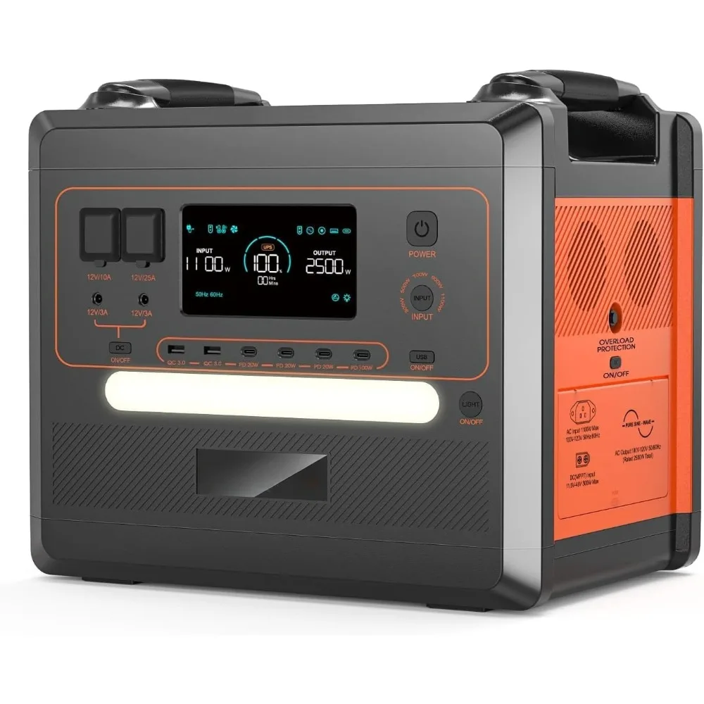 

Portable Power Station 2500W(Peak 5000W), 2304Wh Solar Generator, 1.5Hrs Fast Charging LiFePO4 Battery 4 AC Outlets