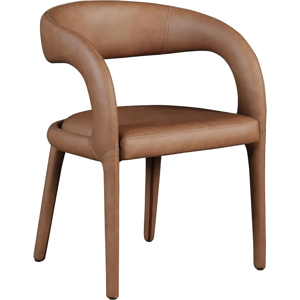 

987Brown-C Sylvester Collection Modern | Contemporary Vegan Leather Upholstered Dining Chair with Rounded Back, 23.5" W x 22" D