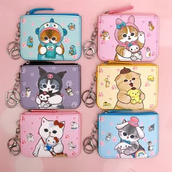 Anime Mofusand Card Holder Coin Purse Cartoon New Shark Cat Cross-Dressing Sanrio Work Id Badge with Key Ring Card Holder Wallet