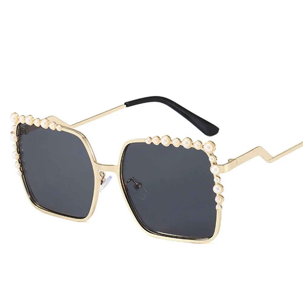 Neue Luxus Perle Sonnenbrille Frauen Marke Designer Fashion Shades Platz Übergroßen Sonnenbrille Großen Platz für Damen