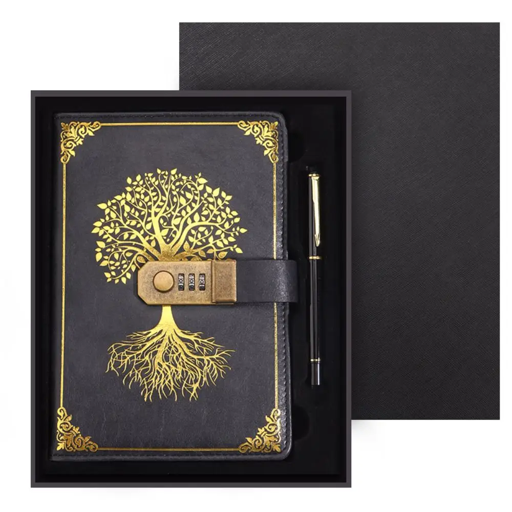 Stationery Password Notebook Diary Book Protecting Secrets A5 Notebook with Lock Retro 200 Pages Travelers Journal Student