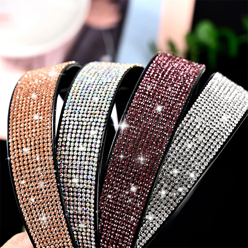 Women Elegant 2.5cm Rhinestones Hairband Lady Non-slip Hair Decorate Headband Toothed Hair Hoop Crystal Fashion Hair Accessories