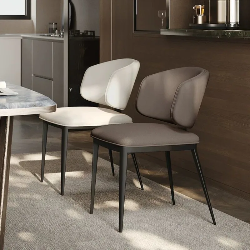 Italian minimalist dining chair modern simple high sense backrest chair Nordic light luxury dining chair living room stool