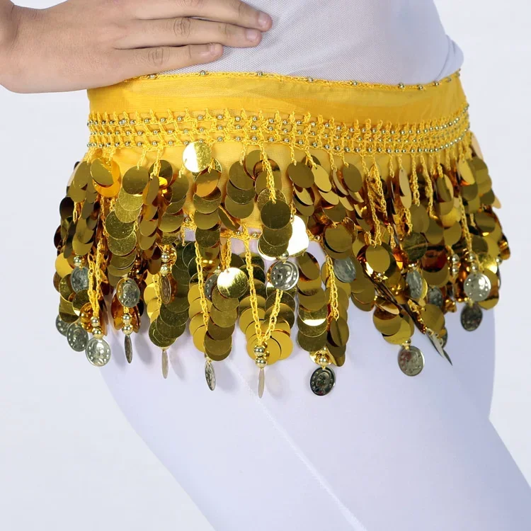 Belly Dance Waist Chain Dance Dress Colorful Gong Coin Dance Performance Dress Hip Scarf Sequin Dress Waist Scarf