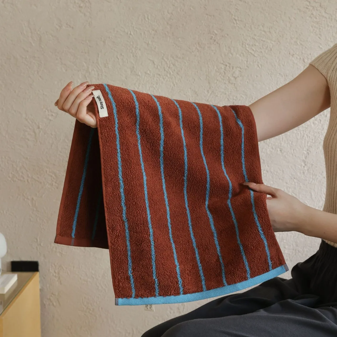 Fashion Classic Retro Color Blocking Striped Wash Face Towel for Adult Combed Pure Cotton Bathroom Bath Towel Soft Absorbent