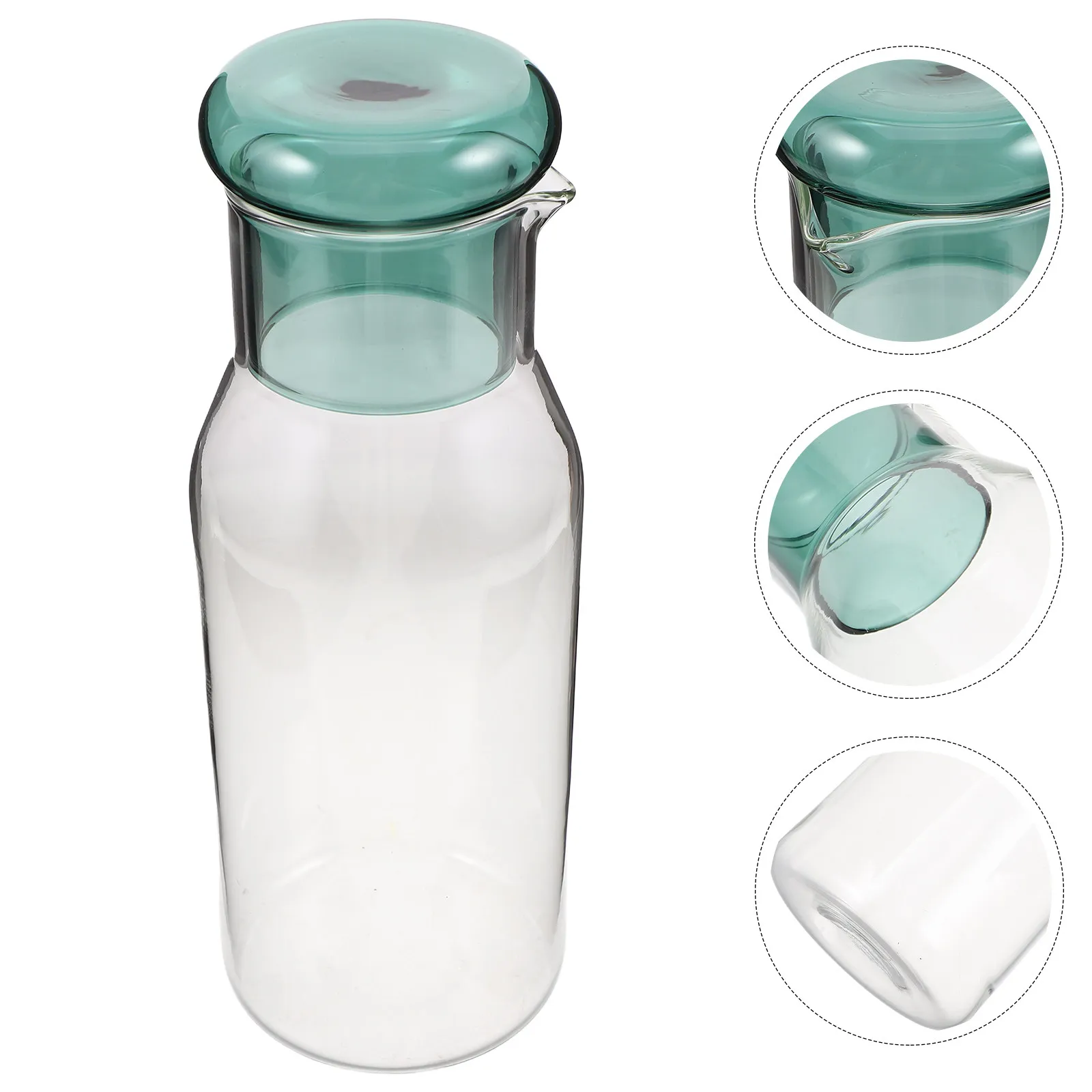 Minimalist Glass Pitcher for Hot Cold Beverages Elegant Clear Water Jug Juice Iced Tea Carafe Fridge Door Bedside Nightstand