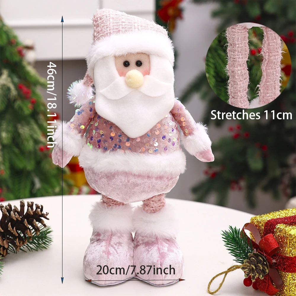 دمية عيد الميلاد تلسكوبية وردية لغرفة النوم ، الرجل العجوز ، رجل الثلج ، الأيل ، الشكل ، العرض ، هدايا عيد الميلاد ، الديكور ، 1 * *