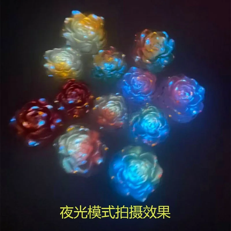 Newest 50pcs/lot 30mm 35mm color print cartoon rose flowers shape resin cabochon beads diy jewelry garment hair accessory