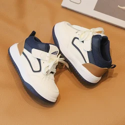 Children's White Shoes 2024 Spring and Autumn New Boys' Sneakers High Top Girls' Casual Shoes Soft-Soled Baby Shoes