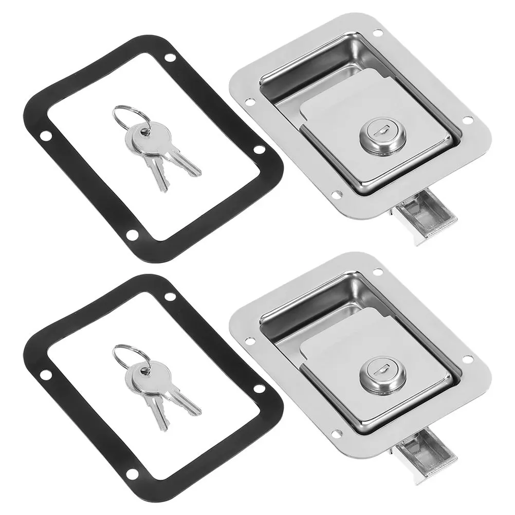 

2Pcs Stainless Steel Flush Mount Panel Lock Paddle Handle Lock Trailer Toolbox Rv Door Latch Heavy Duty Replacement