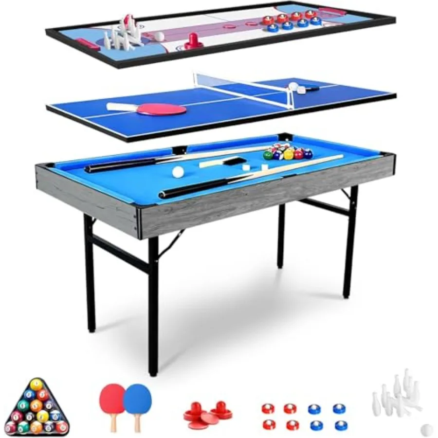 

54" Upgrade Multi Game Table5 in 1 Folding Sports Arcade Games with Accessories Ping Pong Pool Billiard Shuffleboard Bowling Ho