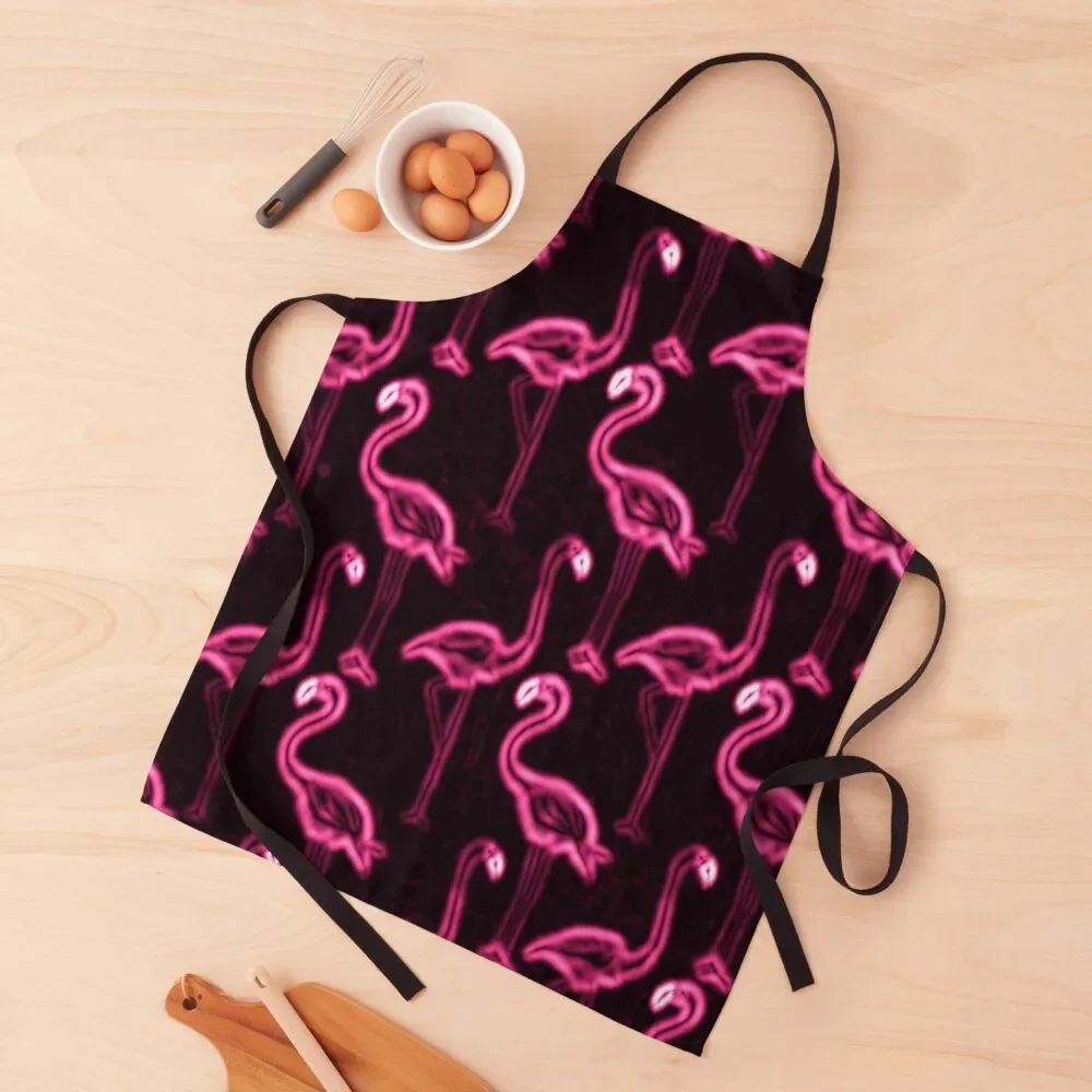 

Pink flamingo neon pattern Apron Women's Home Clothes cooks clothes Home Supplies esthetician Apron