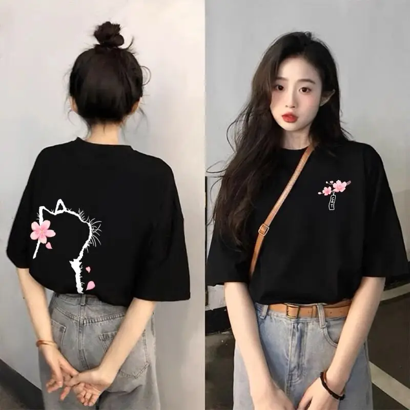 American Retro Loose Cotton Printed Men's and Women's Personalized Short Sleeved New Fashionable Casual Round Neck T-shirt