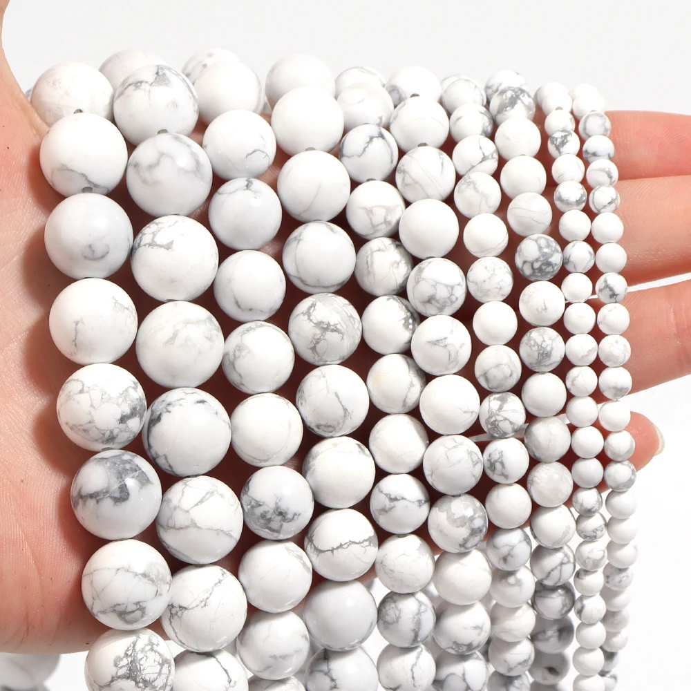 Natural Stone White Howlite Turquoise Round Loose Beads 15