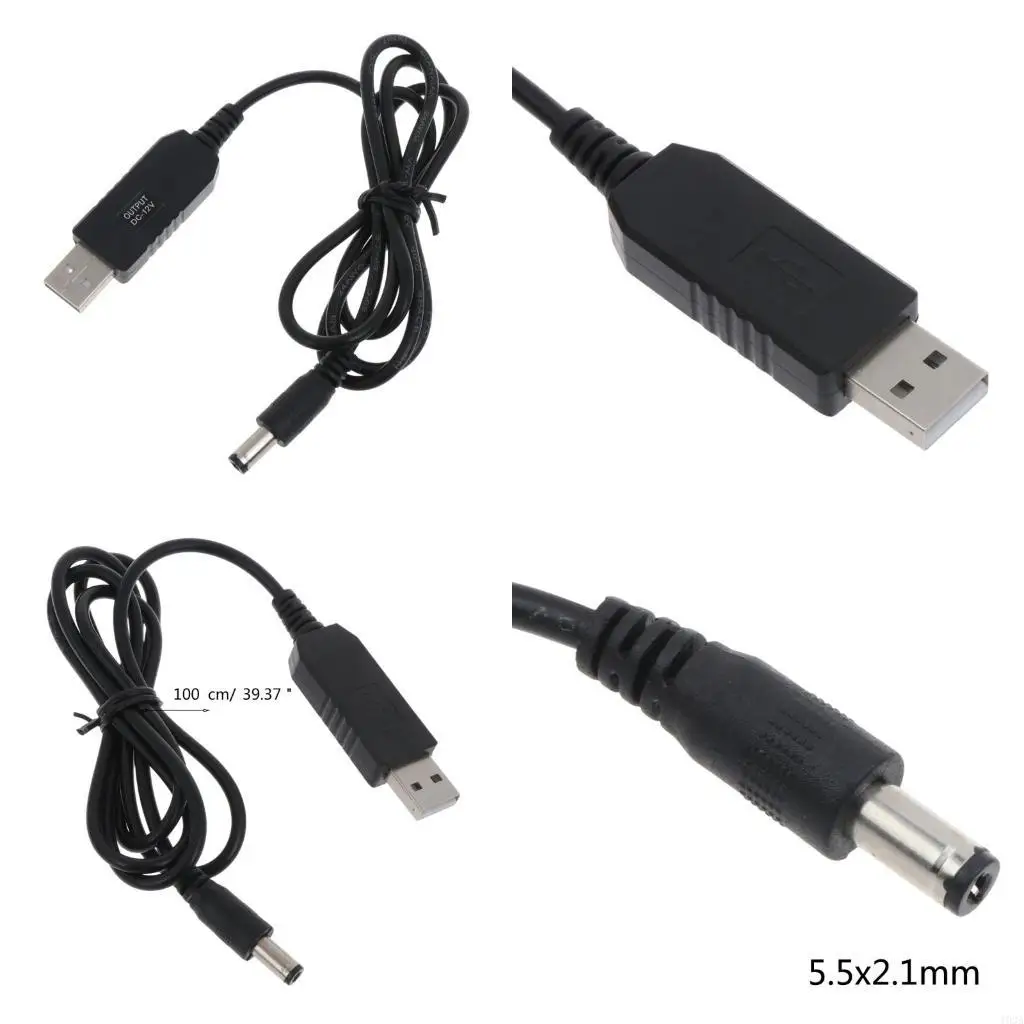 193A USB to DC12V Line Converter Cable 5V to 12V Adjustable Power Cord