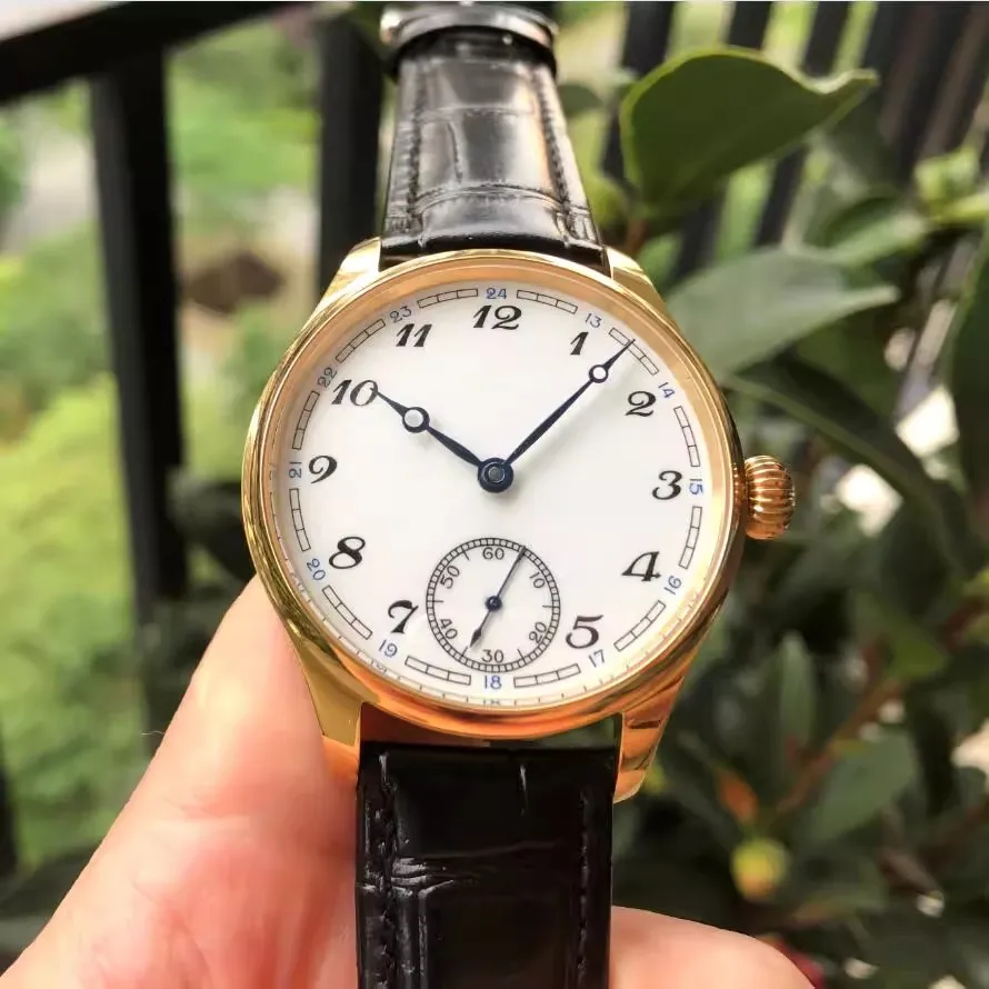 41mm White Enamel Dial  6498 Watch ST3621 17 Jewels Mechanical Hand Wind Movement Men's Pilot Watches Rose Gold Case GR0911-25