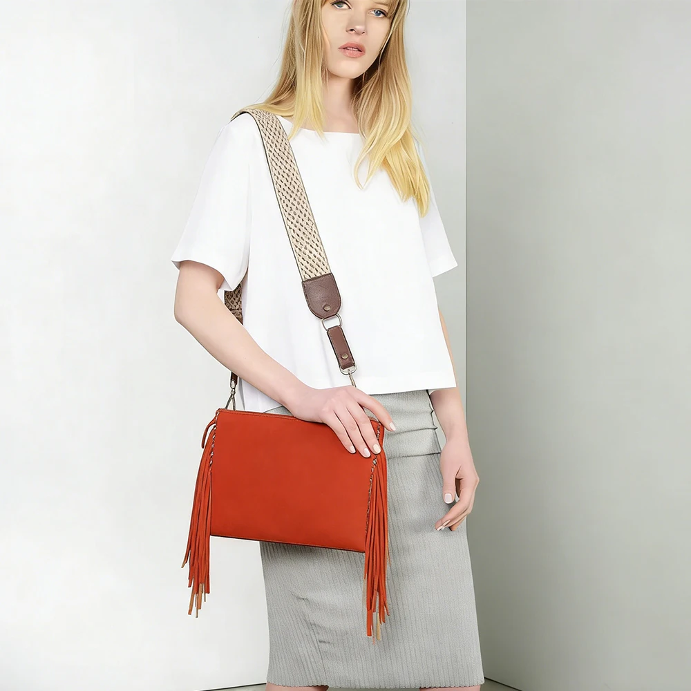 

Crossbody Bag For Women Trendy With Side Tassel Casual Female Purse Soft PU Leather Perfect Size For Daily Use Travel Gifts