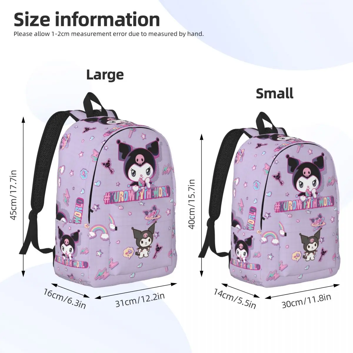 Kawaii Sanrio Kuromi Backpack for School Kindergarten School Student Book Bags Boy Girl Kids Daypack Gift