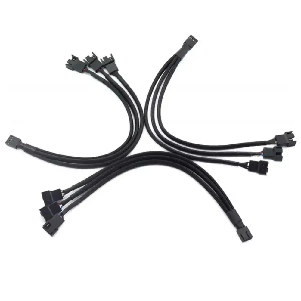 

Male To Female 4 Pin Pwm Fan Cable Black Sleeved Braided Sleeving Temperature Control Fan Cable Splitter Connector