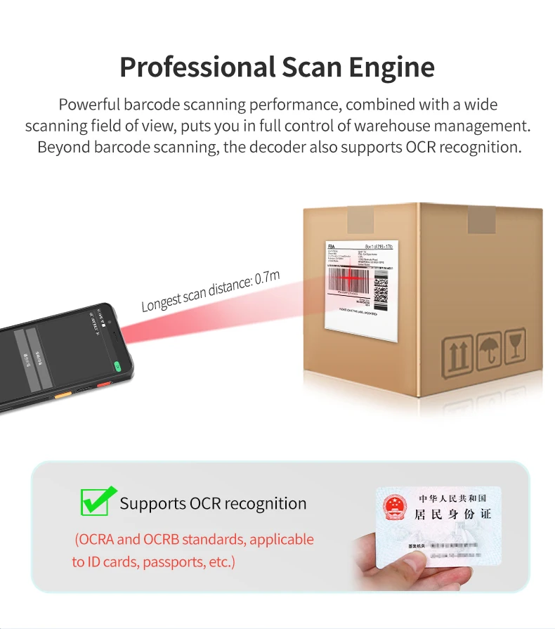 Scanner de codes-barres WiFi6 5G, Android 15 4 + 64G, PDA portable, IP67, 6 pouces, FHD, 1080x2160, prise en charge de l'écran, numérisation NFC et OCR