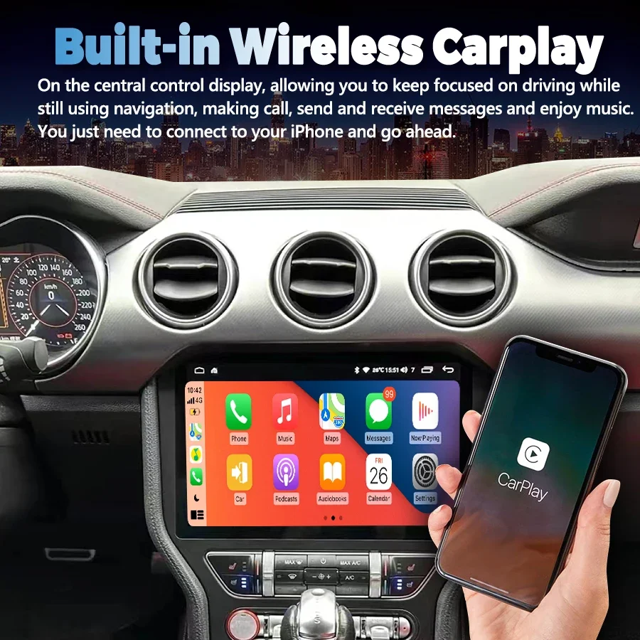 

12.8 inch Android 13 Touch Screen Car GPS Navigation For Ford Mustang fukuda 2015-2018 Stereo Radio Head Unit Multimedia Player