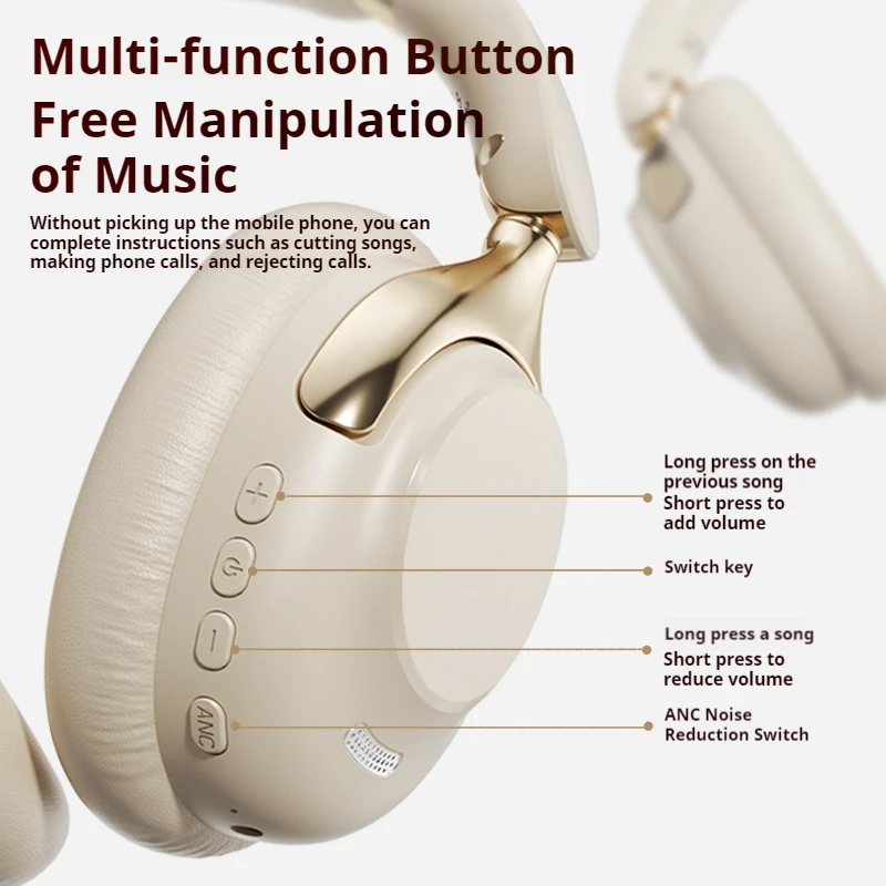 سماعات أذن للألعاب عالية الجودة 2026 ANC بطارية 100H سماعات رأس لاسلكية ترجمة AI تستخدم الصوت المحيطي