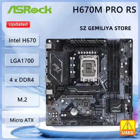 ASROCK H670M Pro RS เมนบอร์ด LGA1700 Intel H670 4xDDR4 ไมโคร ATX รองรับ i7-14700 i3-14100 i9-12900 CPU