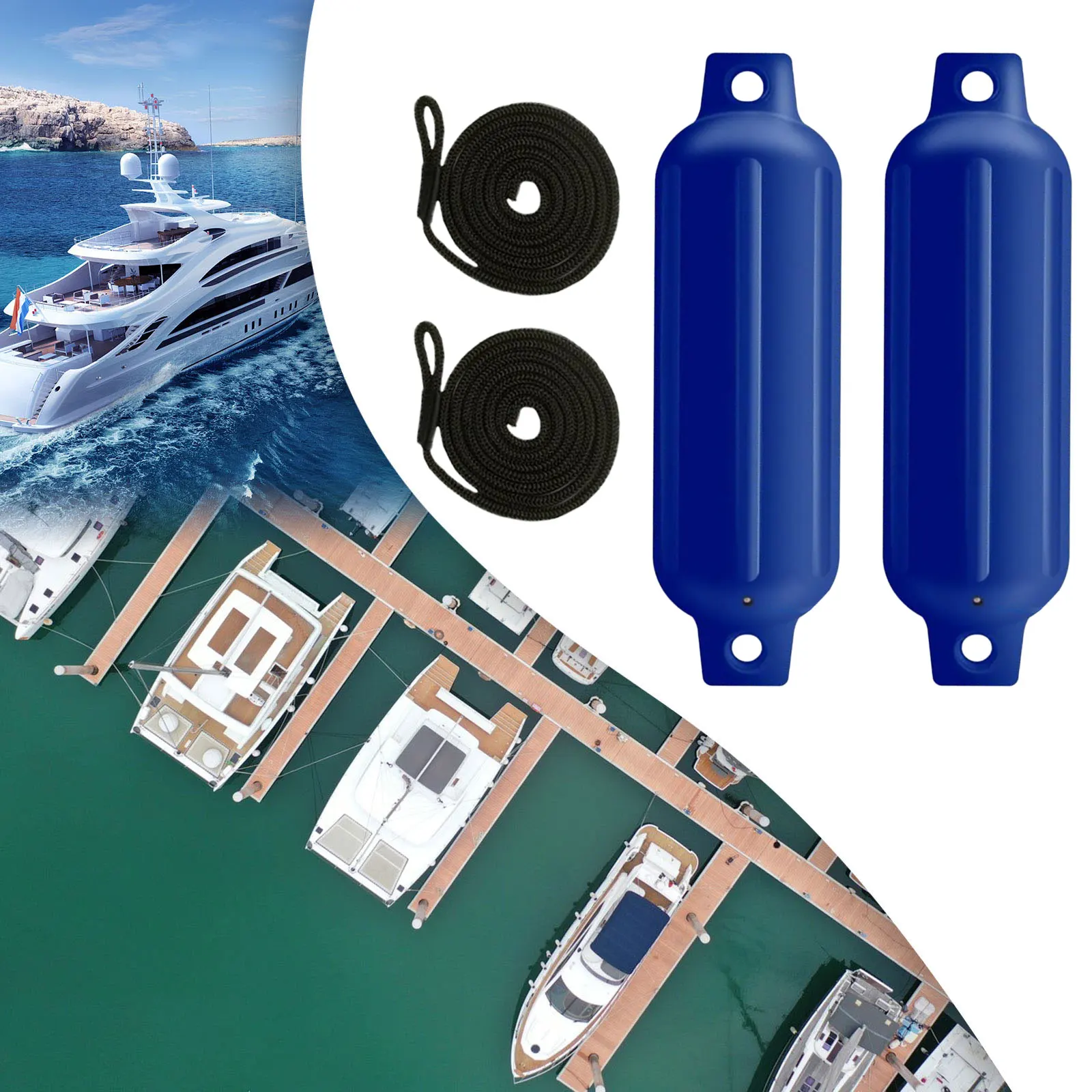 Boat Fender Premium Inflatable Boat Fenders With Ropes For Marine Docking Marine Boat Bumpers Fishing Boats Speedboats