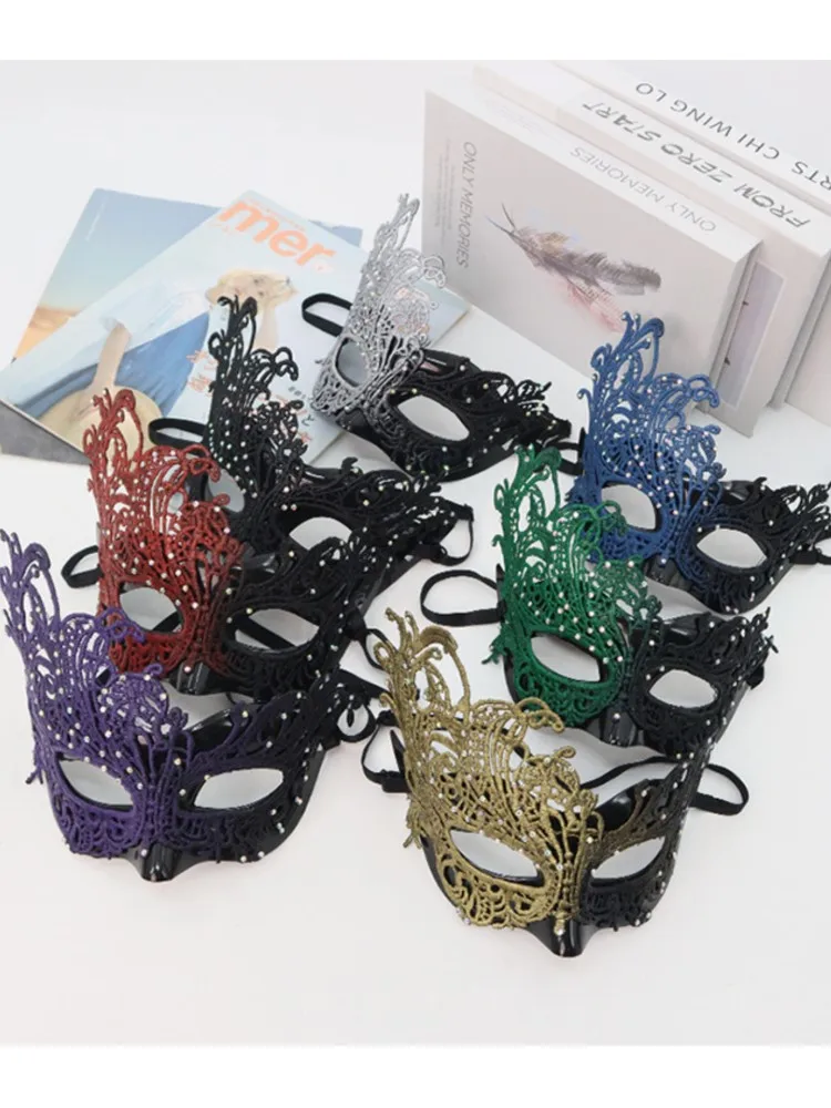 Masque pour les yeux Sexy plume eau diamant gland vénitien mascarade bal Halloween fête déguisement accessoires de déguisement dame masque facial