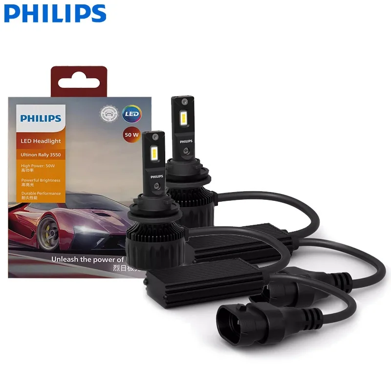 Philips LED H11 100W 9000LM Ultinon Rally 3550 Car Head Light 6500K White High Power Lumen Watt LED High Low Beam 11362U3550X2