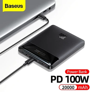 Baseus 100W 20000mAh C 타입 PD 고속 충전 보조배터리, 휴대용 외장 배터리, USB 고속 충전, 맥북 노트북